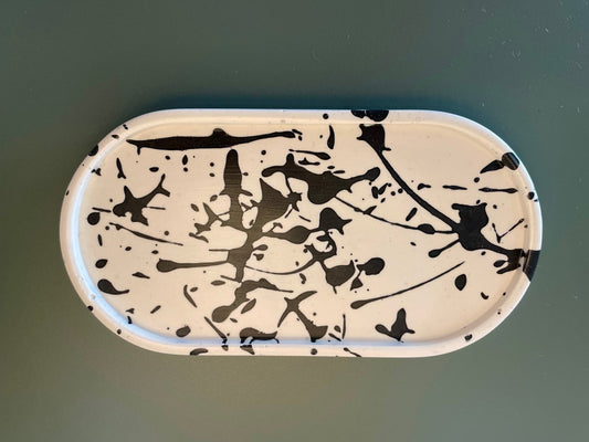 Black and White Splatter Tray