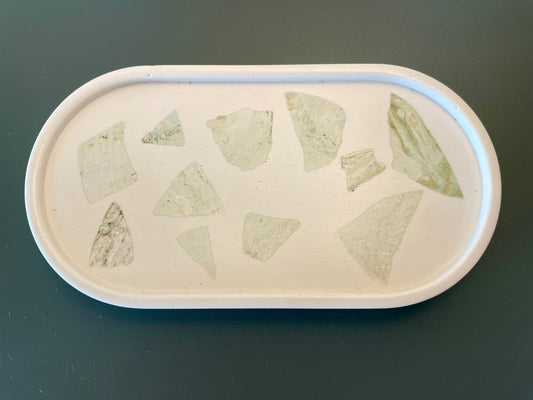 Green and White Terrazzo Tray